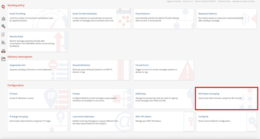 MX Pattern Grouping в MailerQ 5.14.4